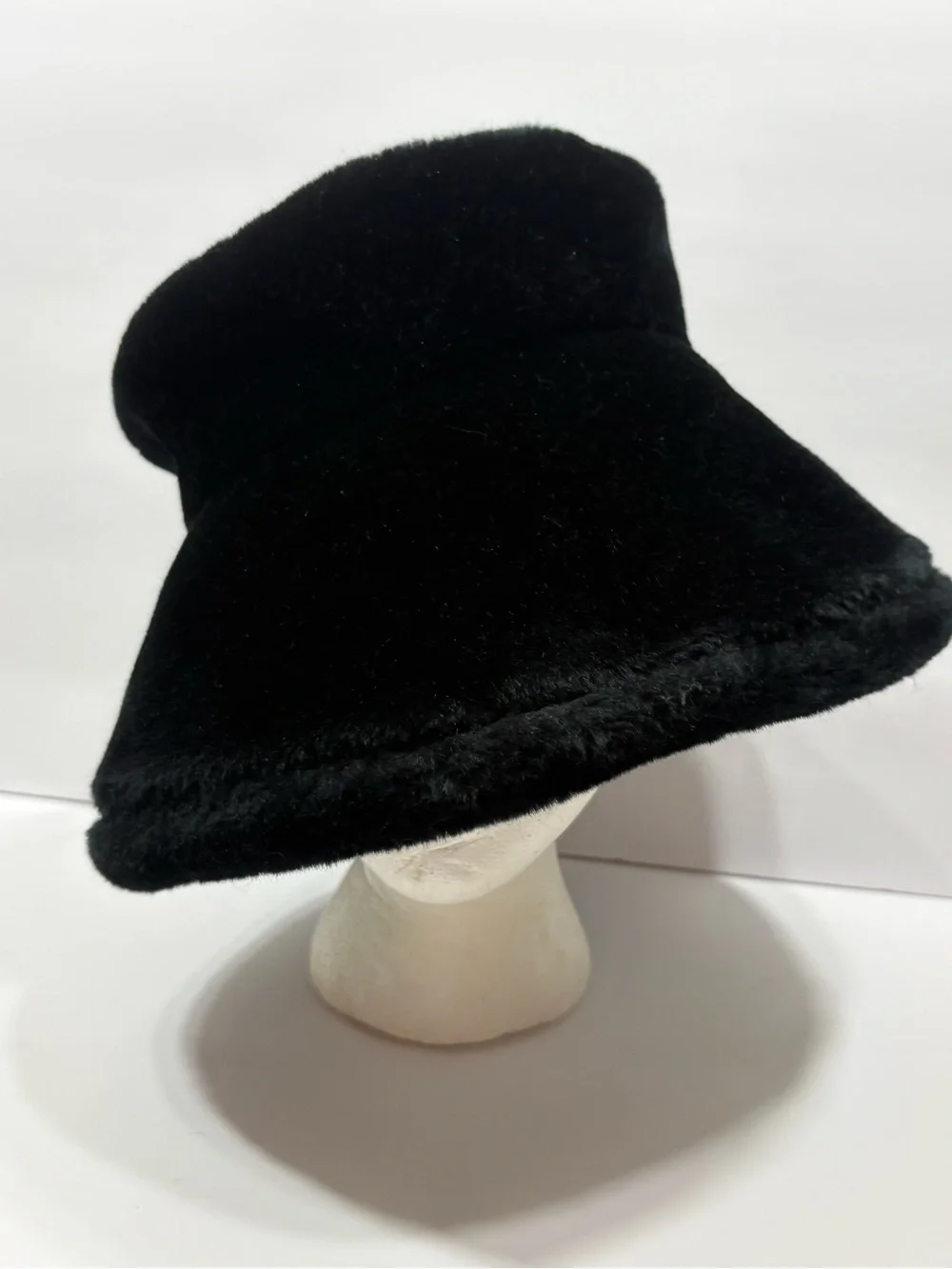 Vintage Betmar Black Faux Fur Bucket Hat
